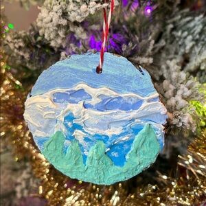 Hand painted Mountain Ornament